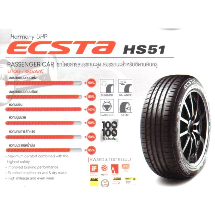 ยางรถยนต์-ขอบ16-kumho-215-55r16-รุ่น-ecsta-hs51-4-เส้น-ยางใหม่ปี-2020