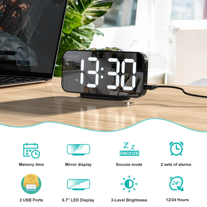 deeyaple-led-กระจกนาฬิกาตั้งโต๊ะนาฬิกาปลุกดิจิตอลเลื่อนแสดงเวลาไฟกลางคืนสก์ท็อปแบบ-dual-usb-ชาร์จพอร์ตสำหรับศัพท์มือถือ