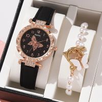 2 PCS Set Female 2022 New Luxury Ladies Watch Bracelet Set Quartz Wristwatch Women Watch Clock Gift Leather Strap Reloj Mujer