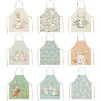 Small White Rabbit Pattern Household Products Mens and Womens Antifouling Apron House Cleaning Cafe Kitchen Accessories Chef