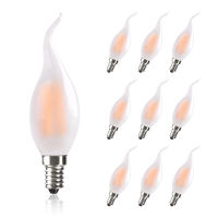 10 Packs 4W 6W Retro E14 Candle Bulb Dimmable C35 Frosted Led Bulb E12 Led Flame Light Warm White Chandelier Decorative Lighting