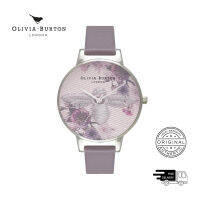 นาฬิกาผู้หญิงปักลาย Olivia Burton สำหรับผู้หญิงสาย38มม. ลอนดอนสีเทา