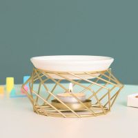 Metal Aromatic Candle Holder Oil Burner Geometric Ceramic Essential Oil Burners Aroma Diffuser Furnace Home Spa Decoration