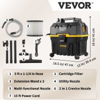 VEVOR แบบเปียกและเครื่องดูดฝุ่นแบบแห้งสำหรับรถยนต์และเครื่องใช้ในบ้าน800W/1200W กำลังแรงเครื่องดูดฝุ่นดูดและเครื่องเป่าลม