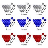 [HOT AIXUSACJWII 526] 20ชิ้น/เซ็ตรถล้ออ่อนนุชหมวกอัตโนมัติ Hub สกรูหัวหน้าปก17 21มิลลิเมตรป้องกันสนิมฝุ่นหลักฐานขอบด้วยคลิปชุบสีฟ้า19มิลลิเมตร