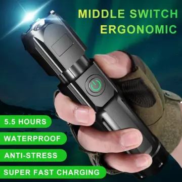 100000 Lumens Powerful Flashlight, Rechargeable Waterproof Searchlight  XHP70 Super Bright Handheld Led Flashlight Tactical Flashlight 26650  Battery USB Zoom Torch for Emergency Hiking Hunting Camping 