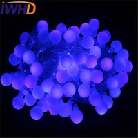 IWHD Christmas LED String Lights 10 m 100 Leds Colored Lights Flashing Multi Color Power Supply Outdoor Ball Bubble Lamp String