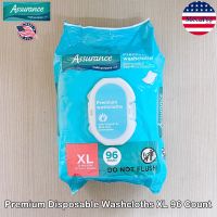 Assurance® Premium Disposable Washcloths XL 96 Count ทิชชู่เปียก ผ้าเช็ดทำความสะอาดแบบเปียกอเนกประสงค์ ใช้แล้วทิ้ง ขนาดใหญ่พิเศษ