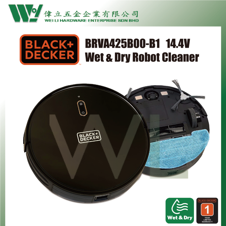 BLACK & DECKER BRVA425B00 2-IN-1 ROBOTIC VACUUM & MOP, 14.4V, 2150PA, 500ML DUSTBIN, 300ML WATER TANK