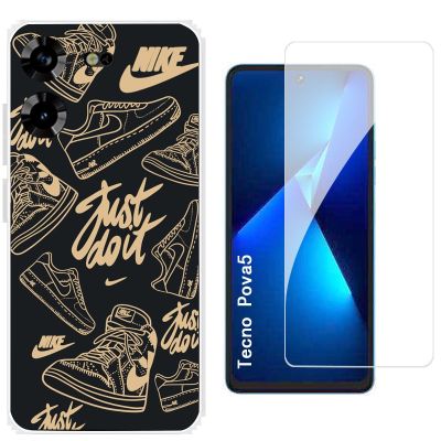 For Tecno Pova 5 4G/LH7N Case Soft Silicone Back Cover Cartoon Phone Case Innovation With Tempered Glass Film