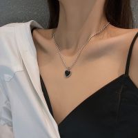℡❃ Vintage Black Heart Small Beads Pendant Necklace For Women 2022 Fashion Silver Color Choker Clavicle Chain Jewelry Gift