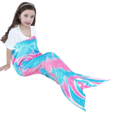 Blue And Pink Mermaid Blanket Beauty Fish Tail Mermaid Blankets For Baby Kids Super Soft Coral Fleece Wearable Throw Blanket
