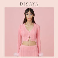 Disaya - Faux fur-trim knit cardigan