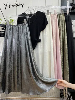 【CC】♝☁卍  Yitimoky Silk Skirt for 2023 New Korean Fashion A Waisted Y2k