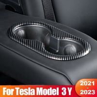 สำหรับ Tesla Model3รุ่น3 Y 2021 2022 2023 ABS ที่ใส่ถ้วยน้ำเบาะหลังภายในรถยนต์สติกเกอร์ตกแต่งภายใน