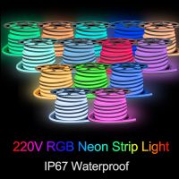 Tuya WiFi 220V RGB Led Neon Light 5m 10m 15m 30m 100m Waterproof Led Strip Tape 5050 SMD Compatible Alexa Google Home Decoration LED Strip Lighting