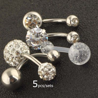 5pcssets Belly Button Ring Navel Piercing 14G