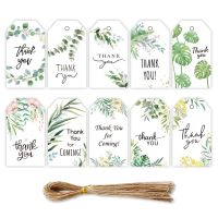 50Pcs Monstera Gift Packing Tags Green Leaf Thank You Paper Hanging Tag for Diy Wedding Birthday Baby Shower Party Decoraitons