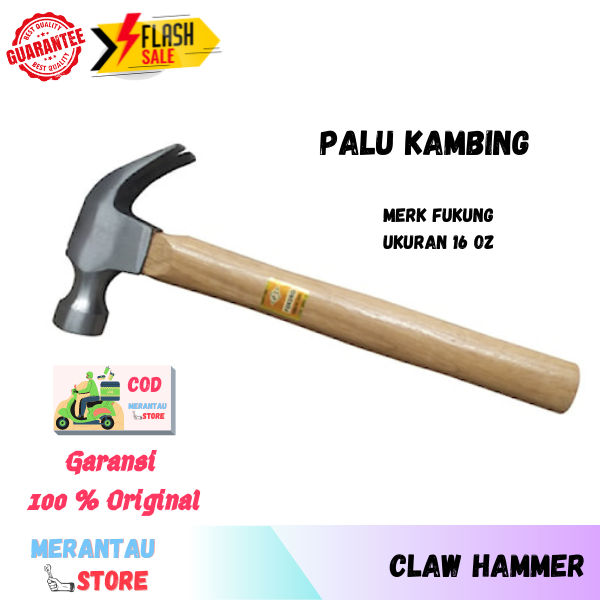 Palu Kambing Gagang Kayu 16 Oz Fukung Claw Hammer Terbaik | Lazada ...