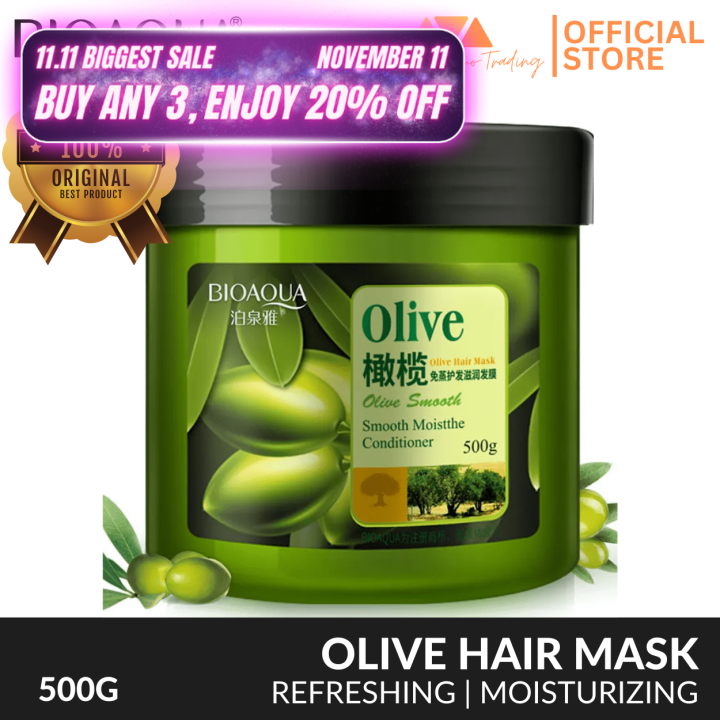 BIOAQUA Olive Oil Hair Mask Naturally Cleanses, Moisturizes and Softens