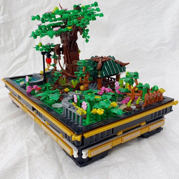 เหล่านี้00903-eternal-plant-locust-tree-pavilion-river-grass-garden-bonsai-pot-mini-blocks-อิฐของเล่นสำหรับเด็กไม่มีกล่อง