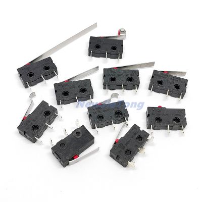 5pcs Micro Limit Switch NO NC 3 Pins PCB Terminals 5A 125V 250V 16/21/25/28/55mm Roller Arc lever Snap Action Push Microswitches