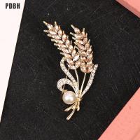 [PDBH ร้านแฟชั่น] หรูหรา Rhinestone ข้าวสาลีหูเข็มกลัดปก Pins ส่องแสงพรรคเข็มกลัดเครื่องประดับ