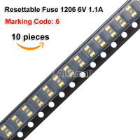 10ชิ้น1206 SMD PPTC ฟิวส์รีเซ็ตได้6โวลต์1.1A MF-NSMF110-2 1100MA ฟิวส์กู้คืนได้เอง6บี