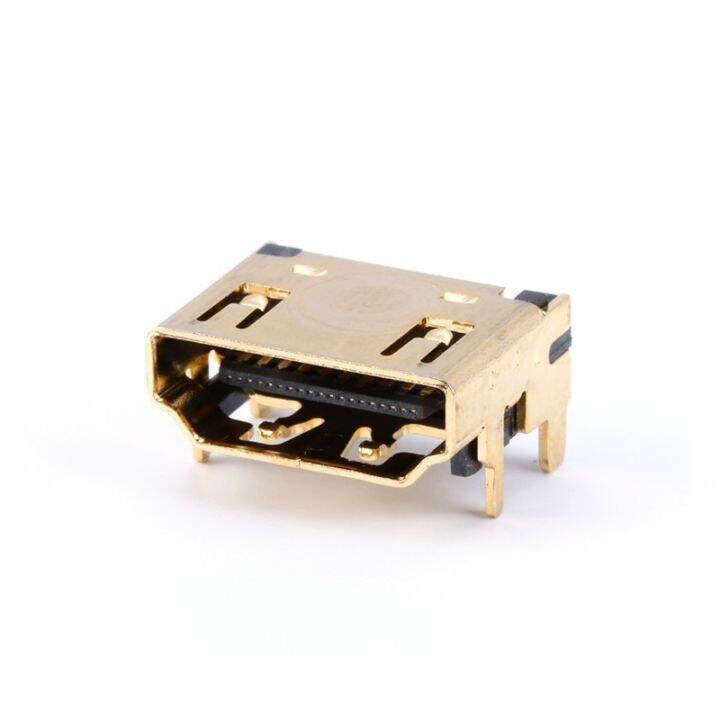 แจ็คตัวเมีย-ขั้วต่อหลอดไฟ-led-ที่เข้ากันได้กับ-hdmi-10ชิ้น-5ชิ้น19pin-19-p-smt-smd-มุมขวา90องศาชุบทอง-hd-19ขา