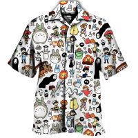 เสื้อลายอนิเมะคิวบาสำหรับผู้ชาย2023ใส่ได้ทั้งชายและหญิง Hayao Miyazaki Comics My Neighbor Totoro ผู้ชายไร้หน้า39; S เสื้อยืดแขนสั้น