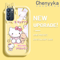 เคส Chenyyka สำหรับ OPPO Reno 6 5G Reno 6 Pro 5G Reno 6Z 5G เคสลายการ์ตูนรูปแมวฮัลโหลแมวน่ารักอัพเกรดใหม่เคสซิลิโคนนิ่มสีกันกระแทกแบบใสเคสมือถือสร้างสรรค์โปร่งใสลายกล้องถ่ายรูปฝาครอบป้องกัน