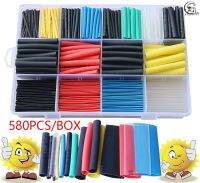 580pcs 530pcs 260pcs 2:1 Wrap Wire Cable Insulated Polyolefin Heat Shrink Tube Ratio Tubing Insulation Shrinkable Tubes Cable Management