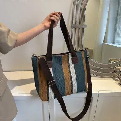 Stylish Handbag Versatile Crossbody Bag Small Square Sling Bag Korean Style Shoulder Bag Striped Crossbody Bag