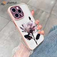 JieHui สำหรับ iPhone 15/15 plus/ 15 pro/ 15 PRO MAX ZY256ดอกโบตั๋นสีม่วงดอกไม้แฟชั่น Case