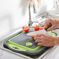 multi-function Collapsible Block Foldable plate Cutting Board Kitchen Vegetable Fruit Washing Basket With Draining Plug