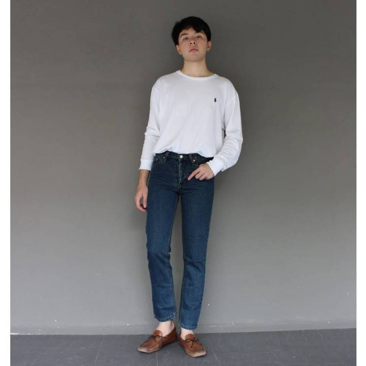 golden-zebra-jeans-กางเกงยีนส์ชายขากระบอกเล็กผ้าไม่ยืดสีฟ้า-กรมท่า-สนิมเขียว-sizeเอว28-40