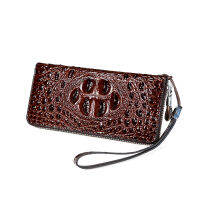 Genuine Leather Crocodile Pattern Mens Wallets Fallow Long Ladies Zipper Wallet Clutch Bag Design Brown Purse Crocodile Purses