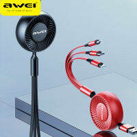 Awei CL-136 3 in 1หดสาย USB ABS TPE กระป๋องแกนทองแดง2.4A USB Micro Type C แสงแอปเปิ้ลสายชาร์จอย่างรวดเร็วสำหรับ iPhone 14 13 PRO MAX ซัมซุงหัวเว่ย VIVO OPPO Xiaomi realme