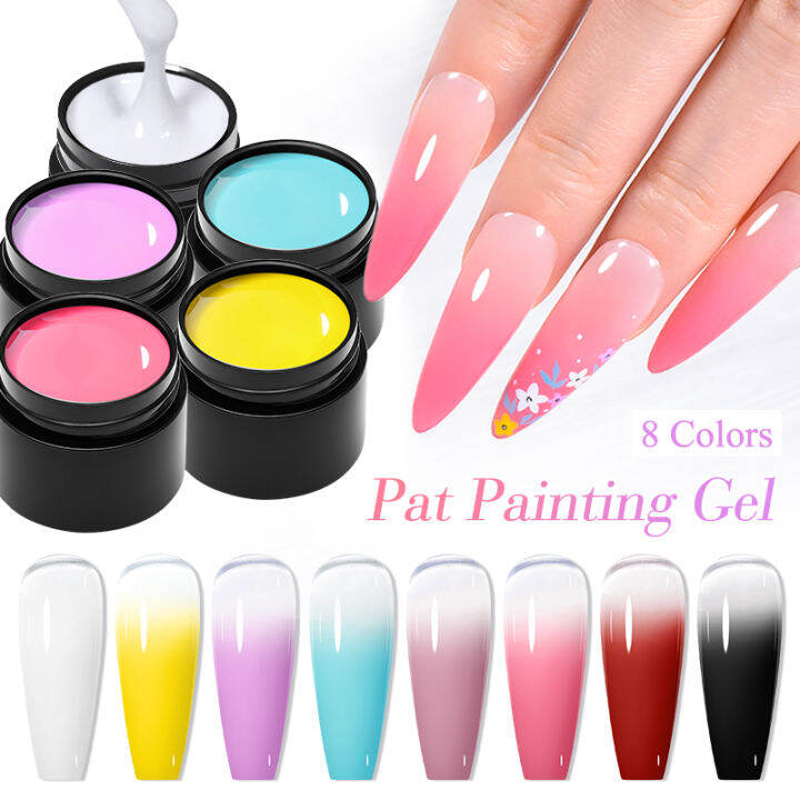 MEET ACROSS 8ml Pat Painting Gel Nail Polish Pink Blue Color Nail Gel