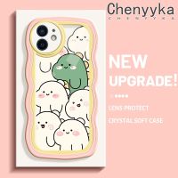 Chenyyka เคสสำหรับ เคสสำหรับ iPhone 12 12 Pro 12 Mini 12 Pro Max ลายการ์ตูนไดโนเสาร์น่ารักใหม่ Colour Macaron เวฟบอร์เดอร์กันกระแทกแบบใสนิ่มเคสมือถือโปร่งใสลายกล้องถ่ายรูปสร้างสรรค์เคสป้องกันซิลิกาเจล