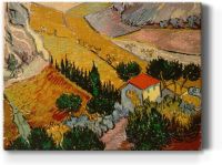 Valley With Ploughman By Van Gogh เห็นจากข้างบนโดย Vincent Van Gogh งานพิมพ์ภาพวาดที่มีชื่อเสียงการทำสำเนาผ้าใบพรีเมี่ยมพร้อมที่จะแขวน16ใน H X 20ใน W ผลิตที่อเมริการุ่น: Azs-wc08-vg010-r-1620-mk