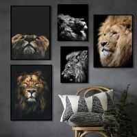 Majestic Wild Lion สัตว์โปสเตอร์ Art พิมพ์ภาพผนัง Nordic สีดำและสีขาวภาพวาดผ้าใบเหมาะสำหรับตกแต่งห้องนั่งเล่น0922