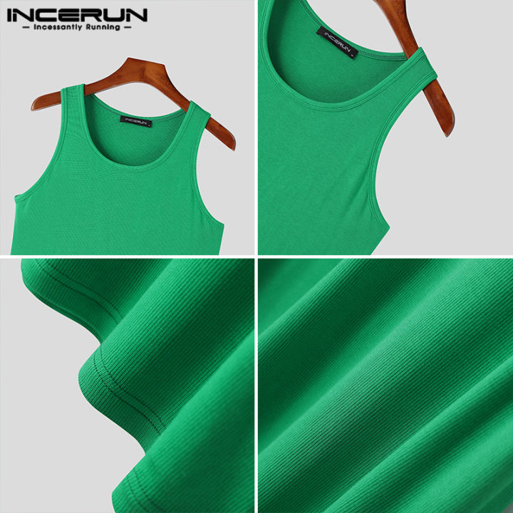 incerun-เสื้อทีเชิร์ตฟิตกล้ามผู้ชายเสื้อยืดคอกลมสำหรับนักเพาะกายเสื้อกล้ามใส่เล่นกีฬา-สไตล์เกาหลี