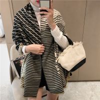 Fashion Winter Womens Cashmere Scarf Luxury Retro Warm Shawl Scarf Casual Color Warm Striped Blanket