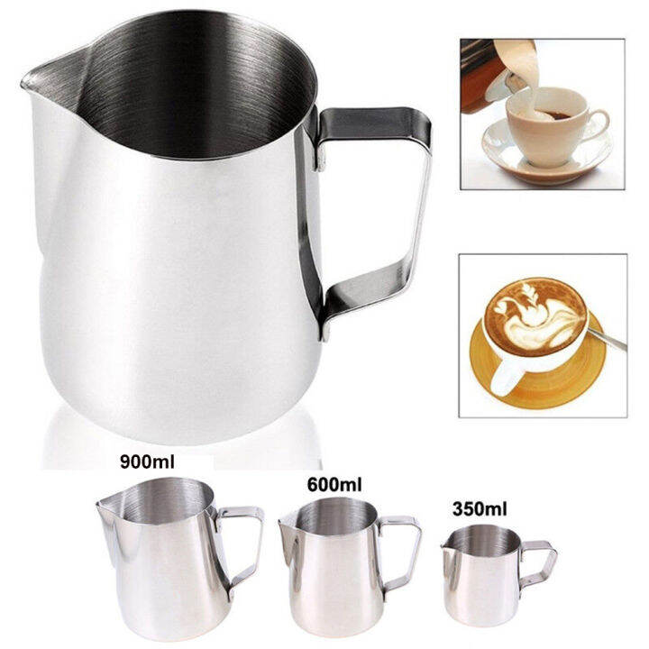 350ml-600ml-900ml-350ml-600ml-900ml-coffee-milk-frothing-jug-latte-art-milk-frother-pitcher-stainless-steel-measurement-jug-espresso-barista-tool-coffee-accessories-silver-color-with-scale-cylinder-mi