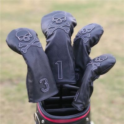 ♧✸ Skull Leather Golf Club Woods Head Cover Driver Fairway Hybrid 1 3 5 UT Blade Mallet Putter Mixed Set Headcovers Protector
