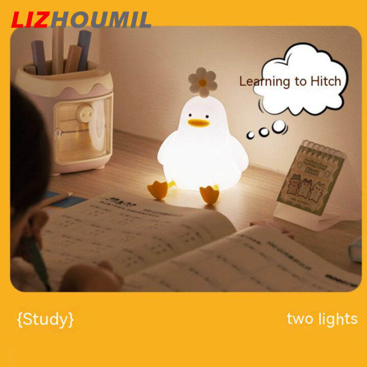 lizhoumil-1-5w-เป็ดเด็กไฟกลางคืน3ปรับระดับได้การควบคุมแบบสัมผัสความสว่างโคมไฟหัวเตียงซิลิโคนน่ารัก-110x131x147มม