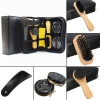 JX-LCLYL 7 in 1 Travel Case Black &amp; Neutral Shoe Shine Polish Brushes Cleaning Set Kit Shoe Care