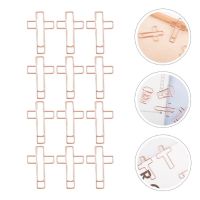 12 Pcs Rose Gold Metal Bookmark Clips Cross Shaped Mini Binder Church Bookmarks Bible Journaling Clamps Memo Folder