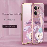 OPPO Reno 8 Pro Reno8 Pro 5G หรูหราน่ารัก Stellalou ปลอกขอบสแควร์ชุบกลับ TPU Soft Case พร้อม Lanyard Cover